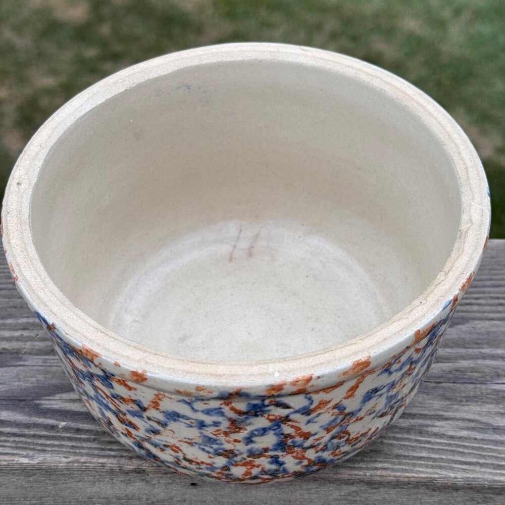 Red Wing Stoneware Smooth Spongeware 7" Mixing Bowl Blue Brown Farmhouse Vintage - Picture 7 of 14
